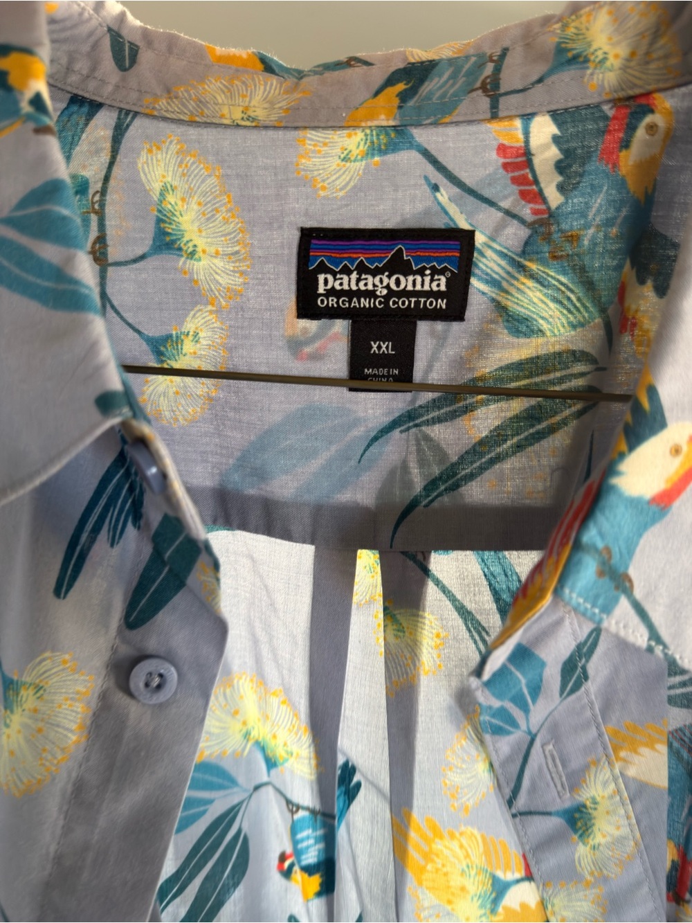 Patagonia Light Blue Floral & Teal Tropical Button-Down Shirt